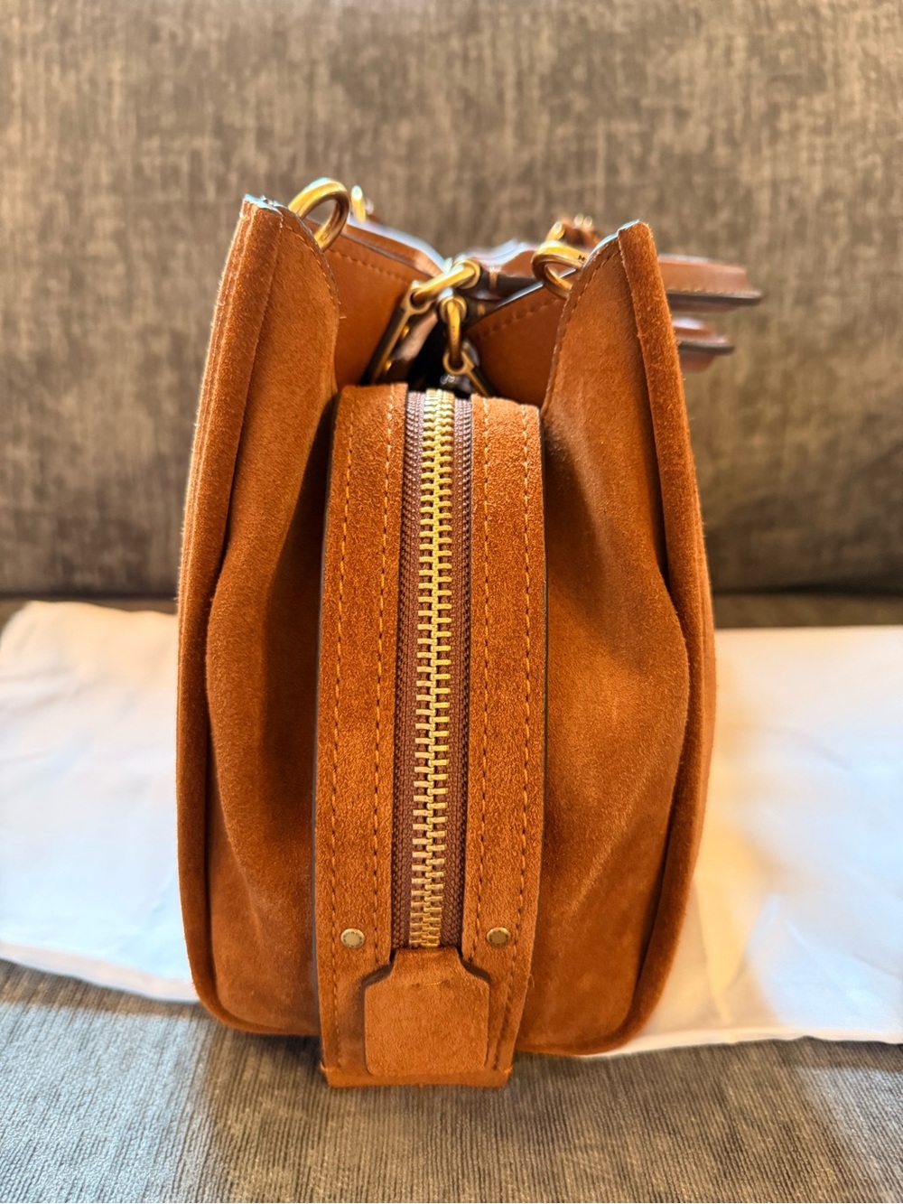 Coach Rogue 31 Brown Suede & Leather Satchel with Gold Hardware - Coach - Picture 7 of 11